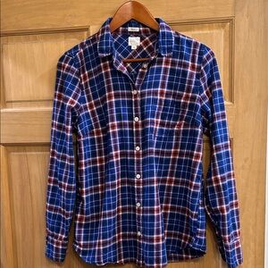 J. Crew Navy and Rust Plaid Flannel Shirt